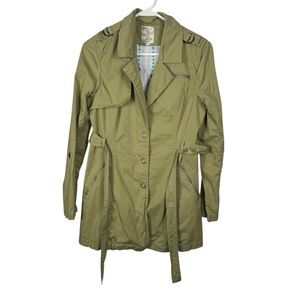 Tulle Anthropologie Green Cotton Trench Jacket, Size M